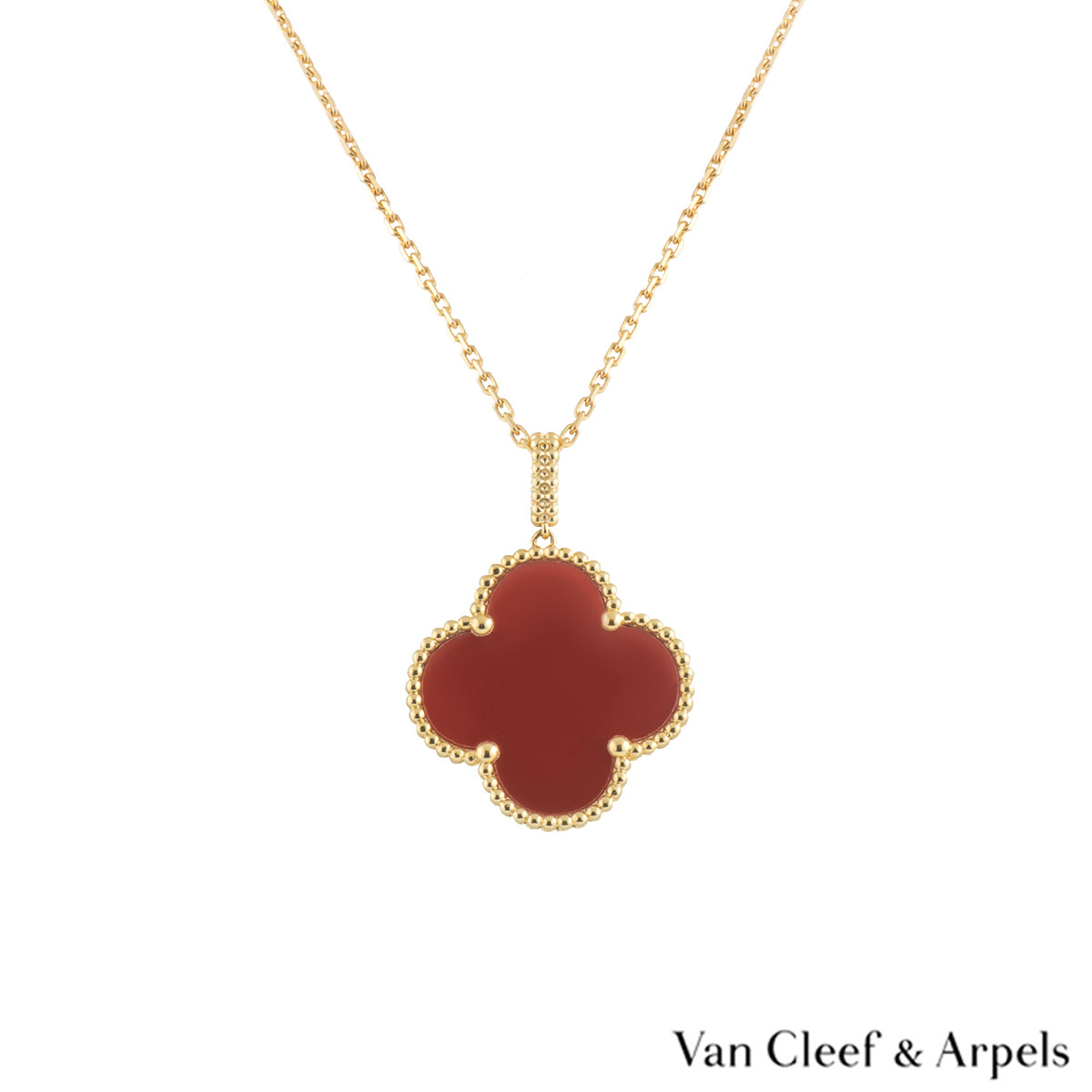 van cleef carnelian alhambra necklace